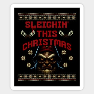 Sleighin' Christmas Horror Pun Magnet